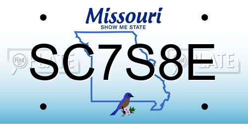SC7S8E Missouri License Plate