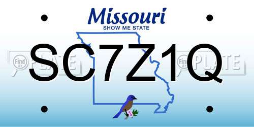 SC7Z1Q Missouri License Plate