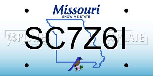 SC7Z6I Missouri License Plate