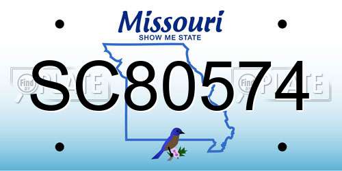 SC80574 Missouri License Plate