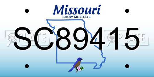 SC89415 Missouri License Plate