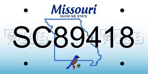 SC89418 Missouri License Plate