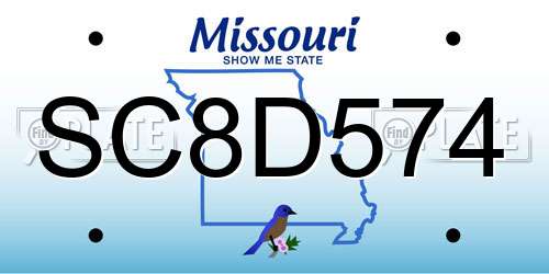 SC8D574 Missouri License Plate