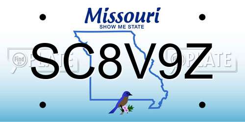 SC8V9Z Missouri License Plate