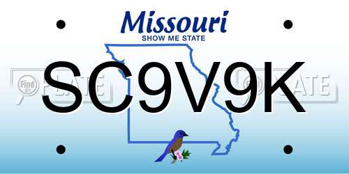 SC9V9K Missouri License Plate
