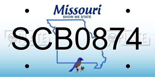 SCB0874 Missouri License Plate