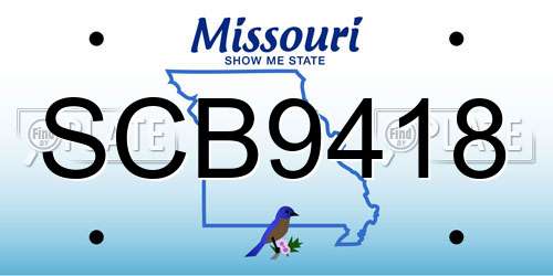 SCB9418 Missouri License Plate