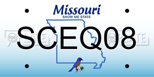 SCEQ08 Missouri License Plate