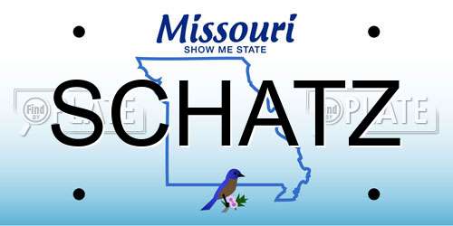 SCHATZ Missouri License Plate