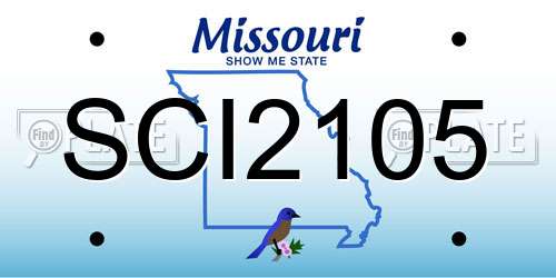 SCI2105 Missouri License Plate