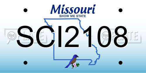 SCI2108 Missouri License Plate