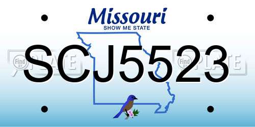 SCJ5523 Missouri License Plate