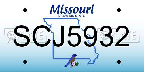 SCJ5932 Missouri License Plate