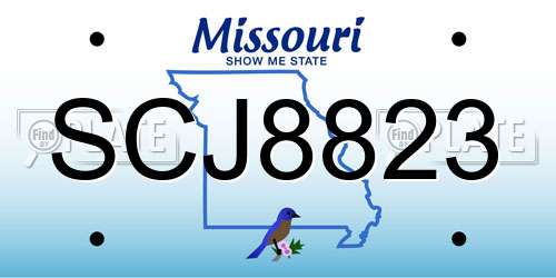 SCJ8823 Missouri License Plate