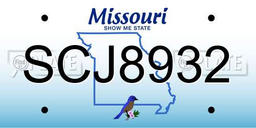 SCJ8932 Missouri License Plate