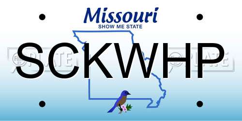 SCKWHP Missouri License Plate