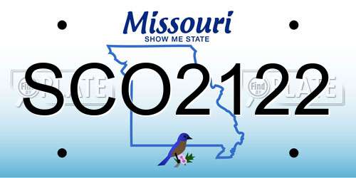 SCO2122 Missouri License Plate