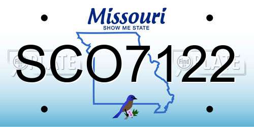 SCO7122 Missouri License Plate