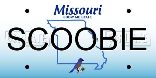 SCOOBIE Missouri License Plate