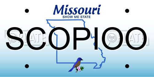 SCOPIOO Missouri License Plate