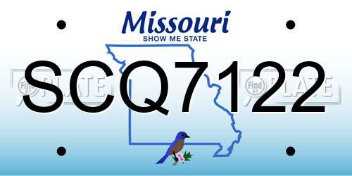 SCQ7122 Missouri License Plate