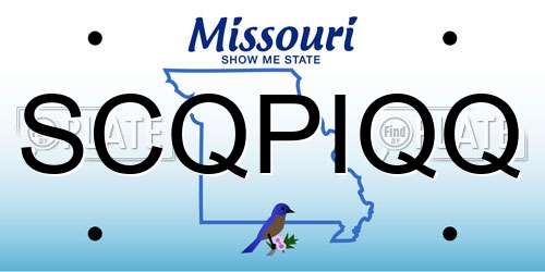 SCQPIQQ Missouri License Plate