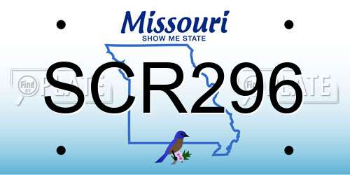 SCR296 Missouri License Plate