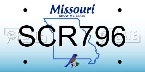 SCR796 Missouri License Plate