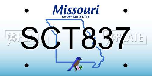 SCT837 Missouri License Plate