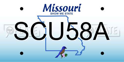 SCU58A Missouri License Plate
