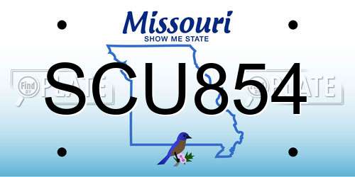 SCU854 Missouri License Plate