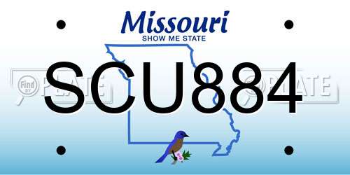 SCU884 Missouri License Plate