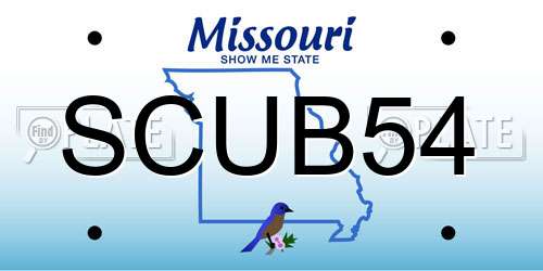 SCUB54 Missouri License Plate