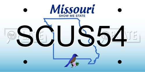 SCUS54 Missouri License Plate