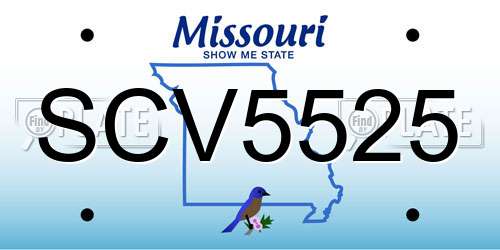 SCV5525 Missouri License Plate