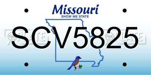SCV5825 Missouri License Plate