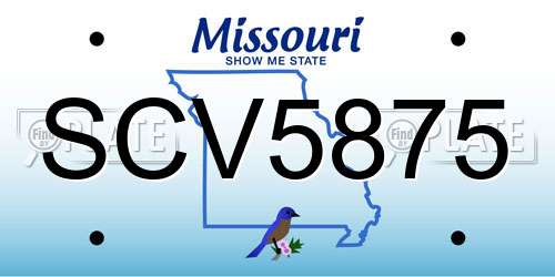 SCV5875 Missouri License Plate