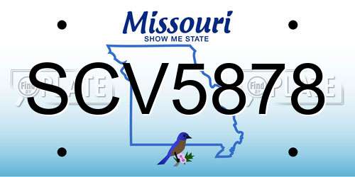 SCV5878 Missouri License Plate