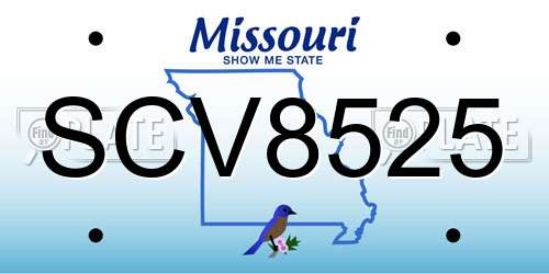SCV8525 Missouri License Plate