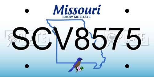 SCV8575 Missouri License Plate
