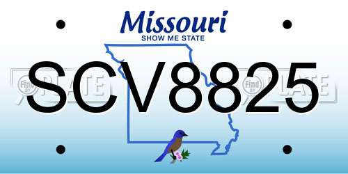 SCV8825 Missouri License Plate