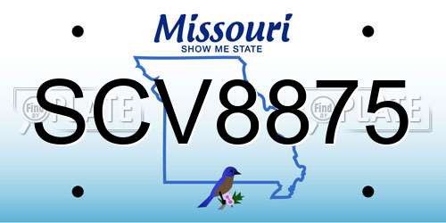 SCV8875 Missouri License Plate