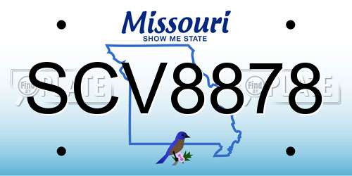 SCV8878 Missouri License Plate