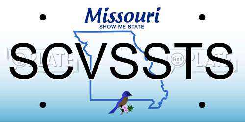 SCVSSTS Missouri License Plate
