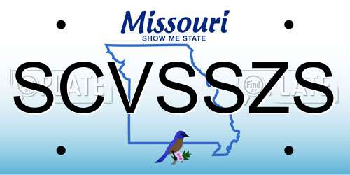 SCVSSZS Missouri License Plate