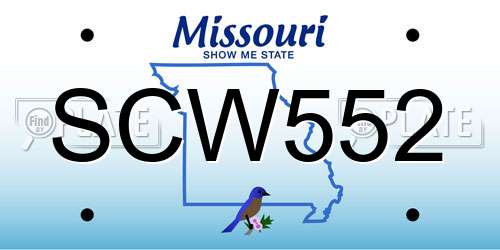 SCW552 Missouri License Plate