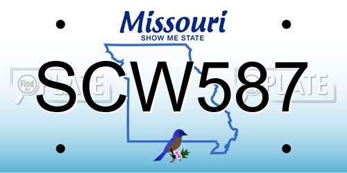 SCW587 Missouri License Plate