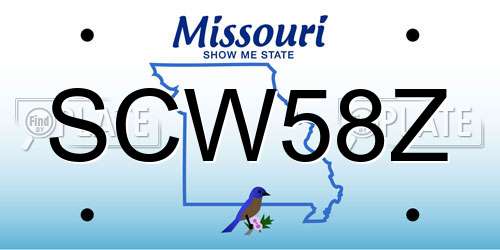SCW58Z Missouri License Plate