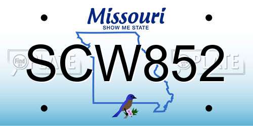 SCW852 Missouri License Plate