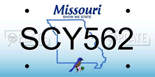 SCY562 Missouri License Plate